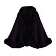 thumbnail image 1 of Women's Faux Fur Poncho Winter Shawl Cape Coat Knit Wrap Warm Fashion Cloak Cardigan Dark Purple One Size, 1 of 2