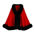 thumbnail image 1 of Women's Faux Fur Poncho Winter Shawl Cape Coat Knit Wrap Warm Fashion Cloak Cardigan Red One Size, 1 of 2