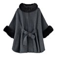 thumbnail image 1 of Women's Faux Fur Poncho Winter Shawl Cape Coat Knit Wrap Warm Fashion Cloak Gray One Size, 1 of 2