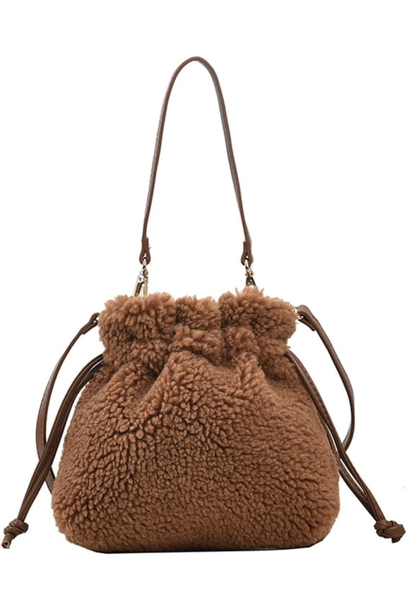 Women's Faux Fur Purse, Fleece Crossbody Bag, Fleece Shoulder Handbag