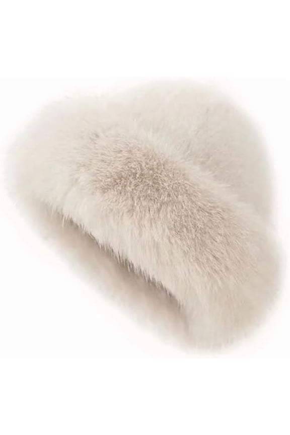 Women's Faux Fur Russian-Style Trapper Hat - Ultra-Soft Plush Winter Trooper Cap with Windproof & Thermal Protection for Outdoor Hunting & Snow Activities(White 1 PCS)