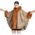 thumbnail image 1 of Women's Faux Fur Shawl Wrap Poncho Ruana Cape Open Front Cardigan Warm Cape Sweater Cloak, 1 of 6