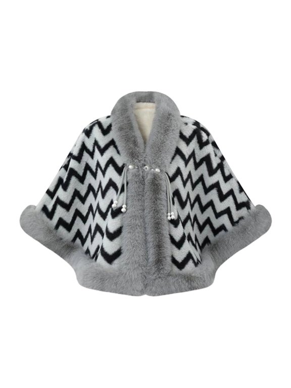 Women’s Faux Fur Shawl Wraps With Fur Trim Unique Luxury Cover Up Stole For Bride Bridesmaids Winter Wedding Evening Party Fancy Dress Gatsby Mob Wife Custume Gray Free Size