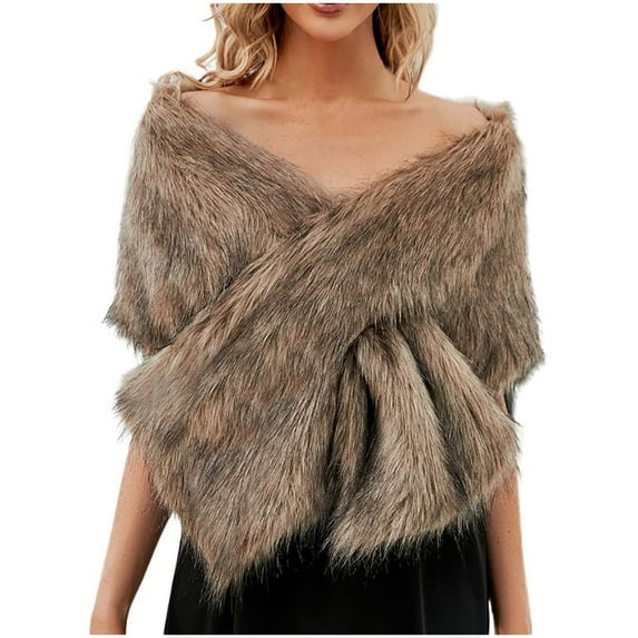 Women's Faux Fur Shawl Wraps Stole Cloak Coat Sweater Cape for Evening Party/Bridal/Wedding