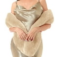 thumbnail image 1 of Women's Faux Fur Stole Wrap, Plush Winter Neck Scarf for Evening Dress and Wedding Party, Elegant Long Shawl for Bride and Bridesmaids, Soft Quilted Lining Cold Weather Accessory Gift Beige, 1 of 4