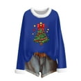 thumbnail image 1 of Women's Faux Fur Trim Patchwork Christmas Sweatshirts Furry Soft Graphic Knitted Tunic Tops Xmas Tree Pullover Casual Blouse, 1 of 6