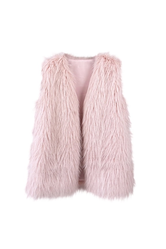 Women's Faux Fur Vest Coat Sleeveless Jacket Winter Shaggy Open Front Outerwear Vest Cropped Sleeveless Warm Faux Fur Vest