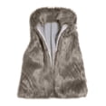 thumbnail image 1 of Women's Faux Fur Vest - Stand Collar Warm Outerwear Gilet, Coffee Brown, XL, 1 of 3