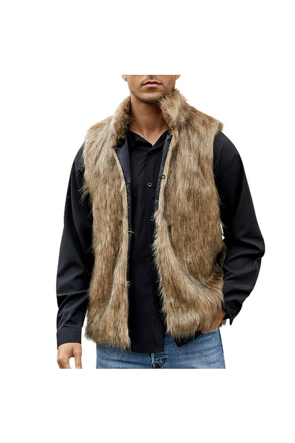 Women's Faux Fur Vest Winter Warm Thermal Vintage Laple Sleeveless Coat Vest Fashion Casual Loose Solid Color Fluffy Jacket