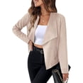 thumbnail image 1 of Women's Faux Jacket Fashion Autumn Long Sleeve Front Opening Cropped Coat, 1 of 9