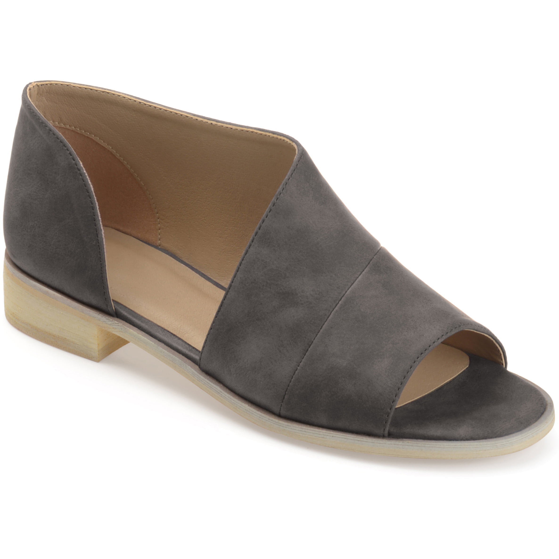 Asymmetrical leather flats discount