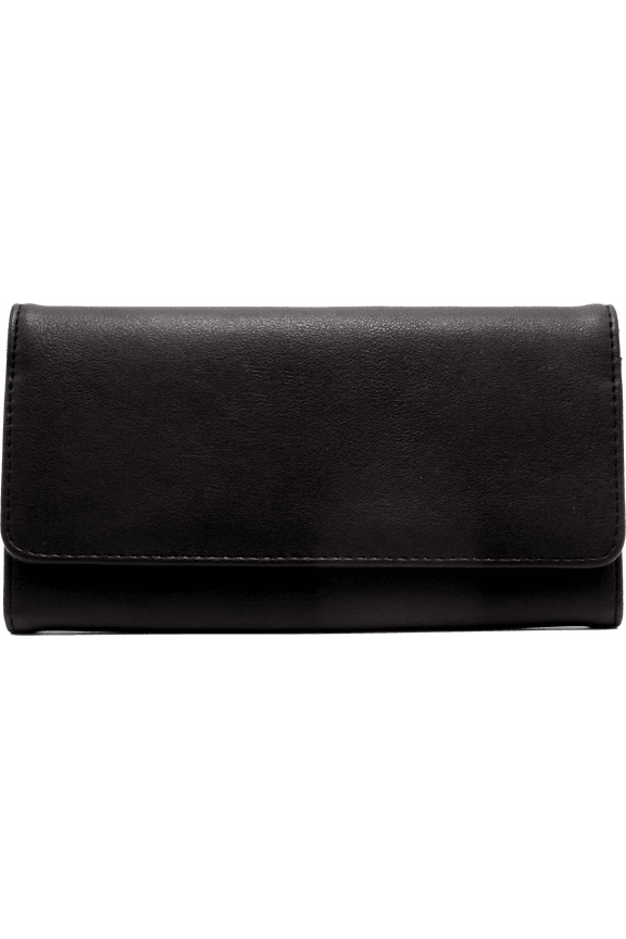 Women's Faux Leather File Master Fat Wallet Flap RFID Ladies w266t Black