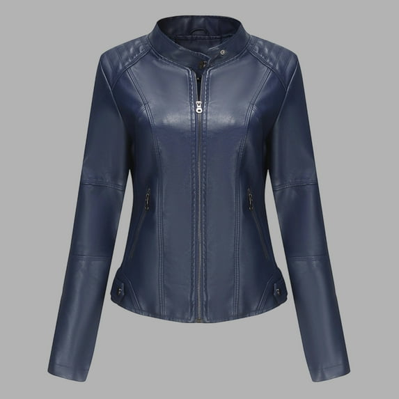 Women's Faux Leather Jackets Plus Size Jacket Motorcycle Outerwear Stand Collar Casual Coat For Everyday Wear