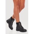thumbnail image 1 of Women's Faux Leather Lace Up Ankle Padded Collar Combat Boots, 1 of 6