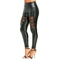 thumbnail image 1 of Women’s Faux Leather Lace-Up Leggings – High Waist Gothic Pants with Mesh Panels and Buckle Straps, 1 of 6