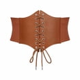 thumbnail image 1 of Women's Faux Leather Lace Up Waist Cincher Wide Waspie Belt Tummy Control Shaping Corset Belt for Dress Layering Daily Outfit, 1 of 2
