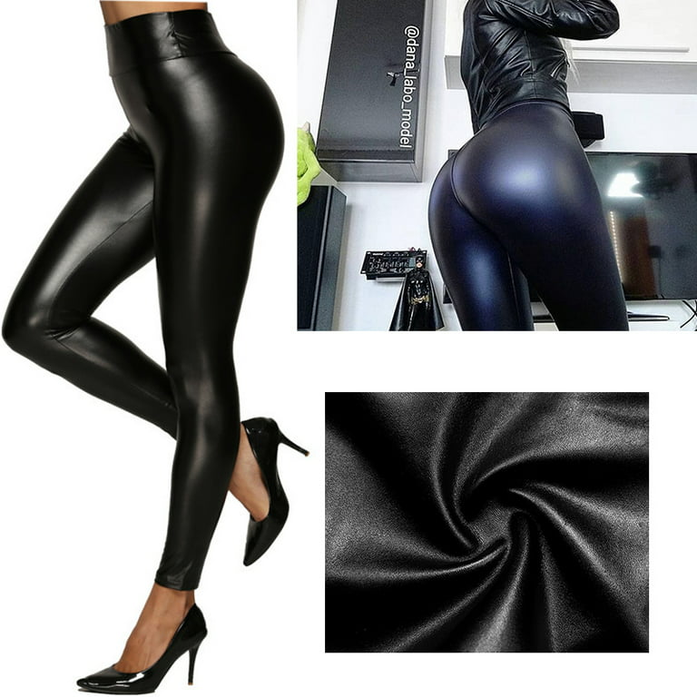 Women's Faux Leather Leggings, High Waist PU Leather Leggings, Trousers,  Tights, Treggins, Stretch Trousers for Women