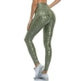 thumbnail image 1 of Women's Faux Leather Leggings Leopard Print Liquid Shine Exercise Yoga Pants, 1 of 9