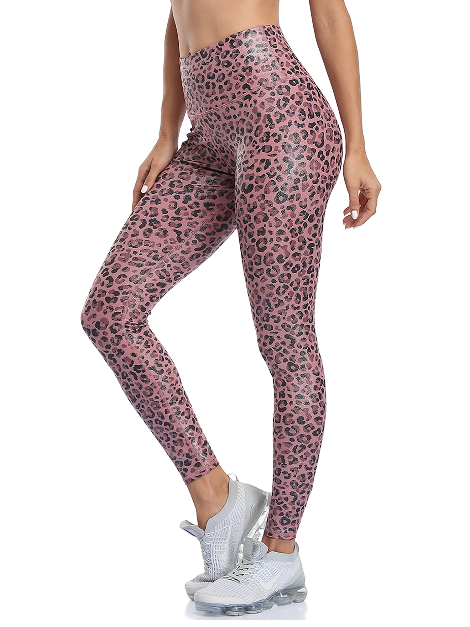 Women's Faux Leather Leggings Leopard Print Liquid Shine Exercise Yoga  Pants 