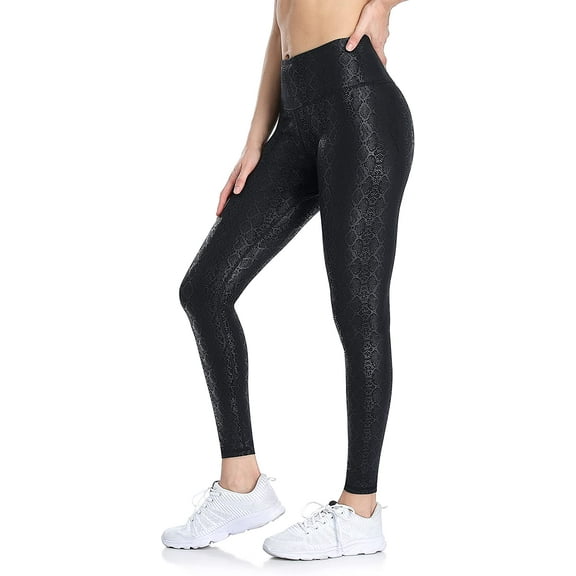 Women's Faux Leather Leggings Leopard Print Liquid Shine Exercise Yoga Pants