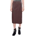 thumbnail image 1 of Women's Faux Leather Matte Finish Basic Modest 26" Below the Knee Length Stretch Knit Straight Skirt, 1 of 9