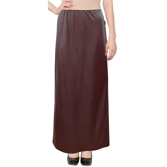 Women's Faux Leather Matte Finish Basic Modest 37" Ankle Length Stretch Knit Straight Skirt