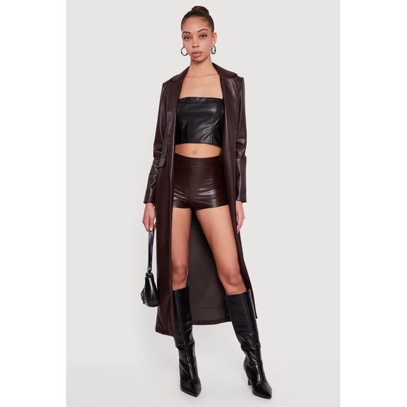 Women's Faux Leather Mid Rise Micro Shorts