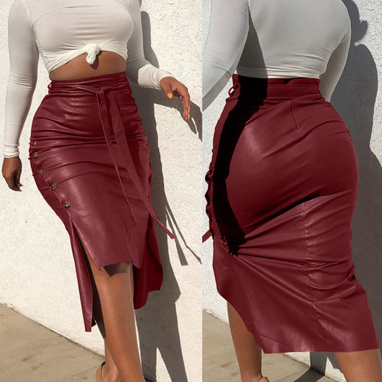 Leather pencil skirt color hot sale