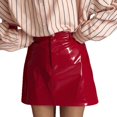thumbnail image 1 of Women's Faux Leather Mini Skirt High Waisted Bodycon Red Fitted A-Line Skirt, 1 of 5