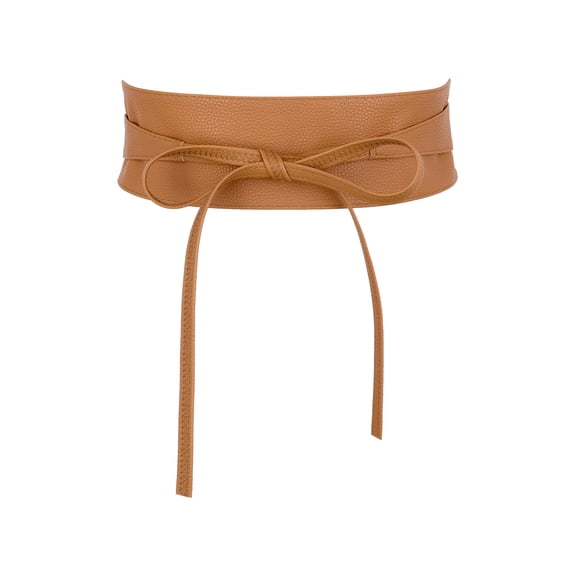 INSPIRE CHIC Women's Faux Leather Obi Wrap Around Belt for Evening Dress Caramel One Size