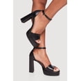 thumbnail image 1 of Women's Faux Leather Open Toe Ankle Strap High Heels, 1 of 3