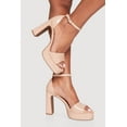 thumbnail image 1 of Women's Faux Leather Open Toe Ankle Strap High Heels, 1 of 3