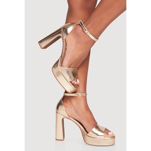 Women's Faux Leather Open Toe Ankle Strap High Heels