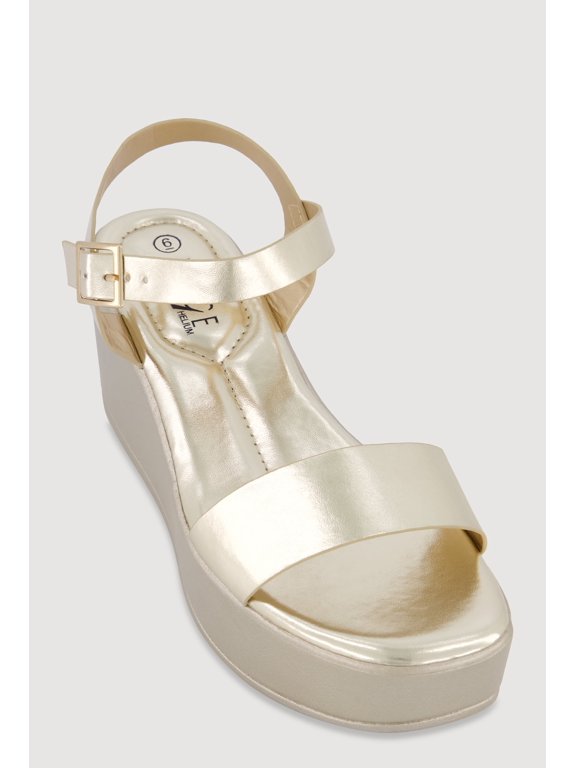 Women's Faux Leather Open Toe Wedges