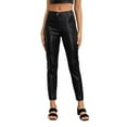 thumbnail image 1 of Women's Faux Leather Pants Fashion High Waisted Straight Leg Cropped Ankle Trousers Matte Pleather Pants, 1 of 7