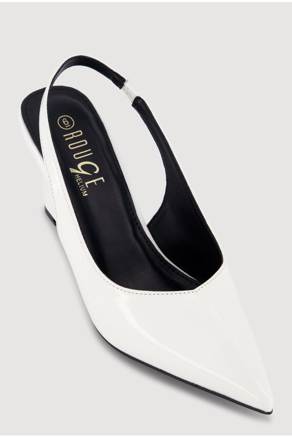 Women's Faux Leather Pointed Toe Sling Back Wedge Heels