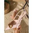 thumbnail image 1 of On feet & in love Women's Pointed Toe Geometric Buckle Slingback Heels - Dual Strap Stiletto Dress Pumps with Adjustable Ankle Strap,11,Pink, 1 of 6