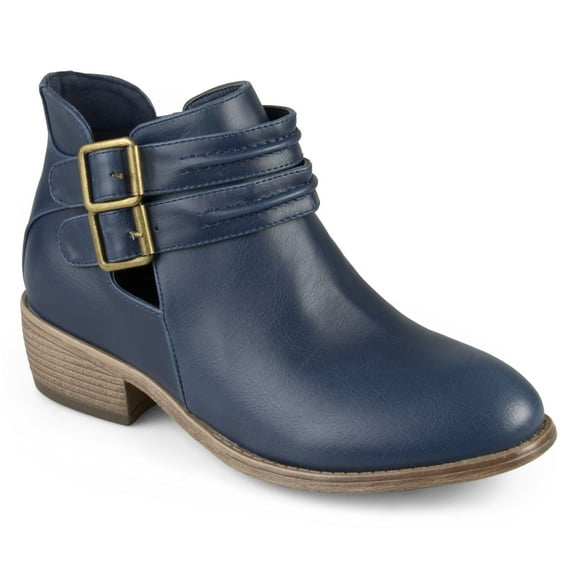 Women's Faux Leather Side Slit Buckle Booties