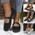 thumbnail image 1 of Women's Faux Leather Square Toe Mary Jane Flats, Plus Size Comfortable Slip On Casual Work Shoes, Lightweight Loafers for Daily Wear Office Shopping, 1 of 10