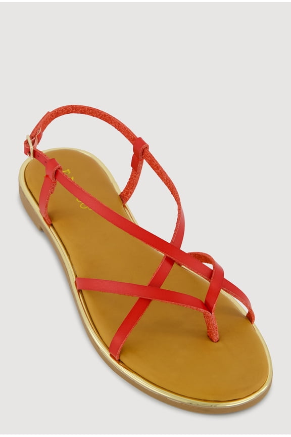 Women's Faux Leather Strappy Toe Loop Sandals