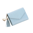 thumbnail image 1 of Women’s Faux Leather Wallet with Tassel Charm, Light Blue, 1 of 4