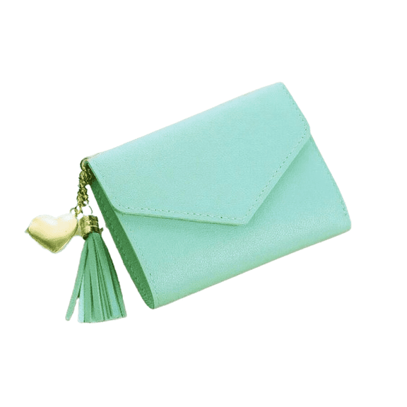 Women’s Faux Leather Wallet with Tassel Charm, Mint