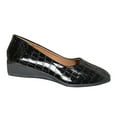 thumbnail image 1 of Women's Faux Leather Wedge Heel Flats Slip On Shoes Comfortable Low Heel Pumps Office Work Dress Shoes Black 36, 1 of 8