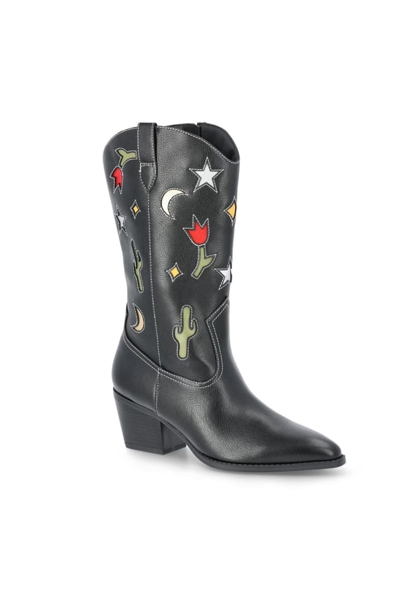 Women’s Faux Leather Western Boots - Size 10 Cowgirl Rodeo Mid-Calf Cowboy