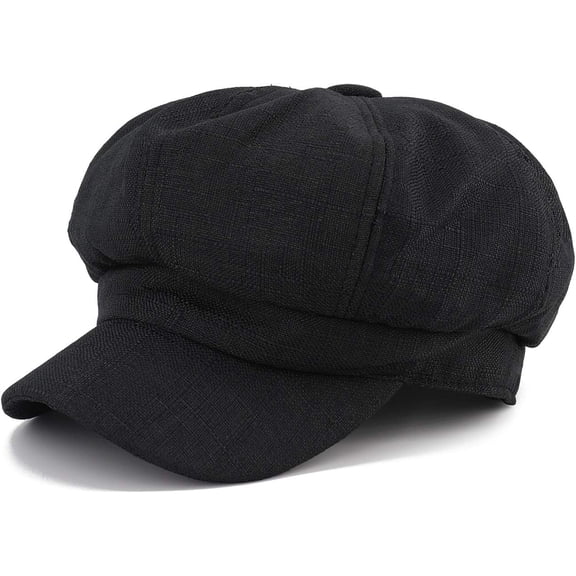 Women's Faux Linen Newsboy Cap with Drawstring, Lightweight Ventage Casual Baker Boy Hat