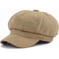thumbnail image 1 of Women's Faux Linen Newsboy Cap with Drawstring, Lightweight Ventage Casual Baker Boy Hat, 1 of 7