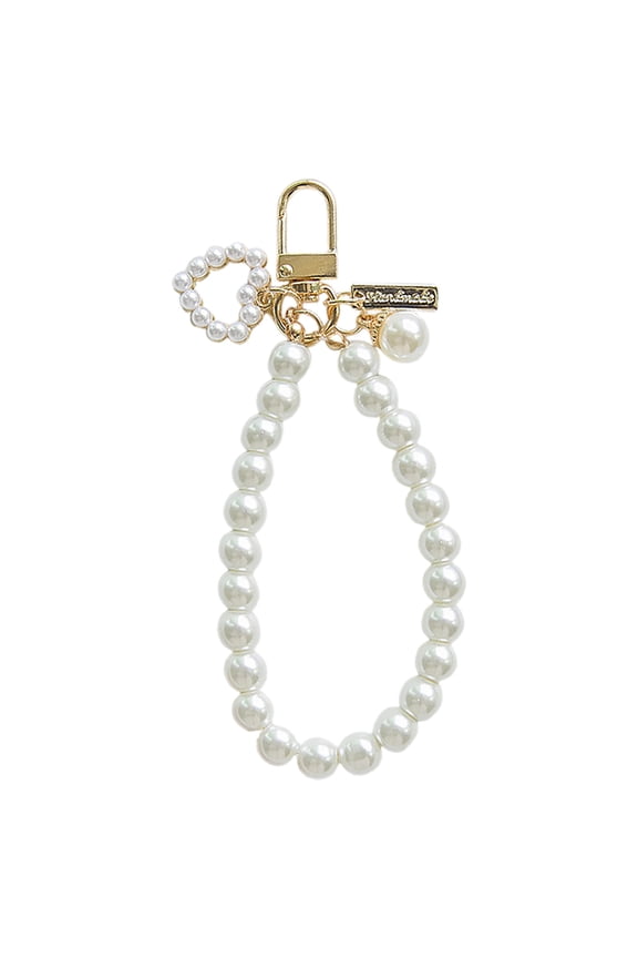 Women's Faux Pearl Keychain Golden Car Key Chain Backpack Key Pendant Accessory Key Ring Hanger Gift For Loved Ones Heart Shaped Car Key Holder