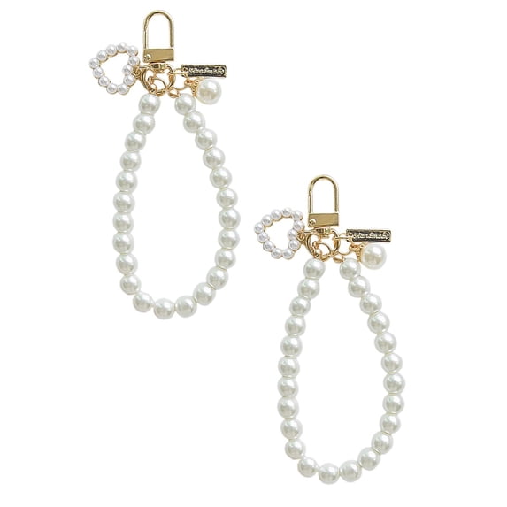 WJY Heart Shaped Keychain, White, 2 Count