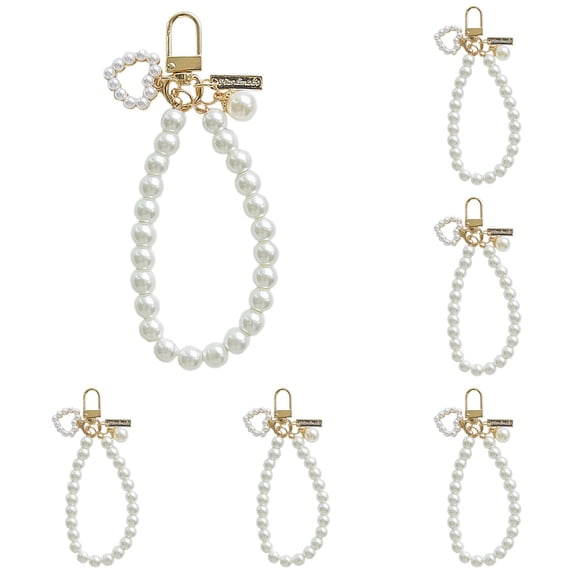 WJY Heart Shaped Keychain, White, 6 Count