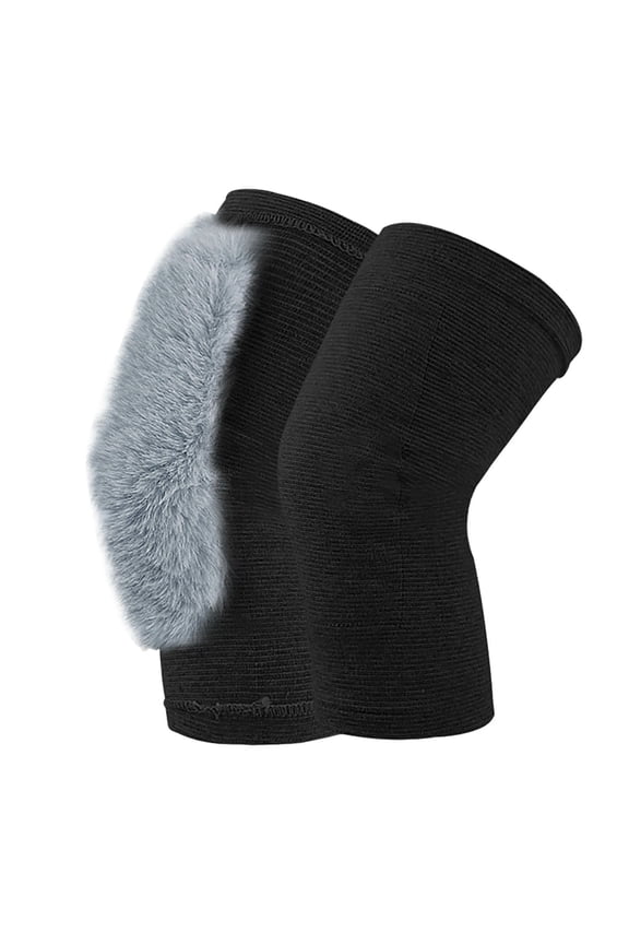 Women's Faux Rabbit Fur Knee Warmers for Cold Weather, Extra Long Plush Leg Sleeves with Elastic Cuff, Thermal Insulated Knee Protection for Elderly, Soft Stretchable Leg Warmers Black